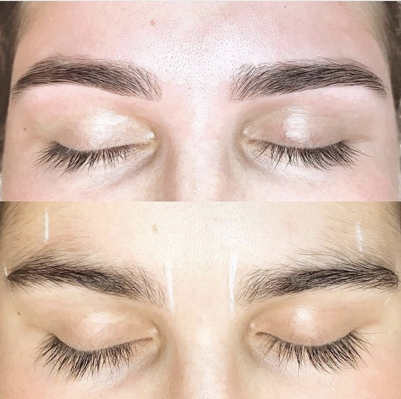 Brow shaping before and after